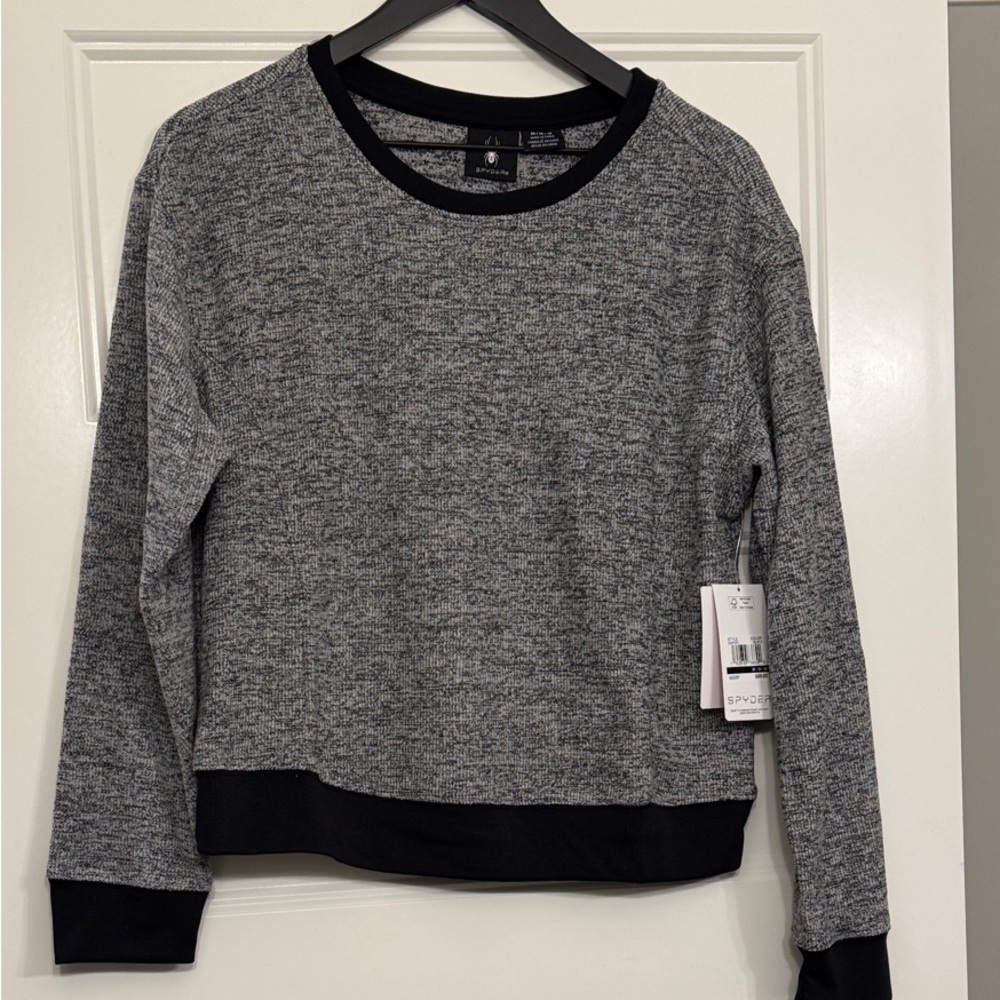 NWT Spyder After Class Black and Gray Knit Cropped Sweater